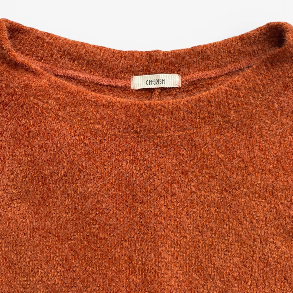 Cozy Soft Orange Knit Sweater Oversized Womens Size Med Cottagecore - Picture 6 of 7